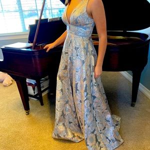 Light blue and pink prom dress